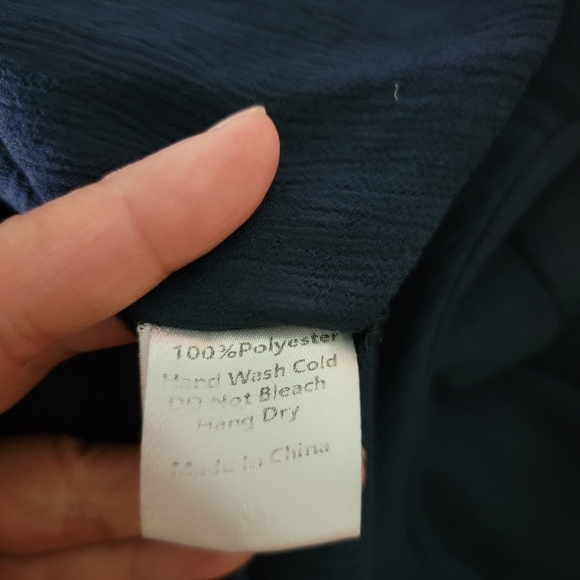 MOD REF Womens Navy Jumpsuit Sz M Wide Leg Short Sleeve Back Button Side Zip - Picture 10 of 11